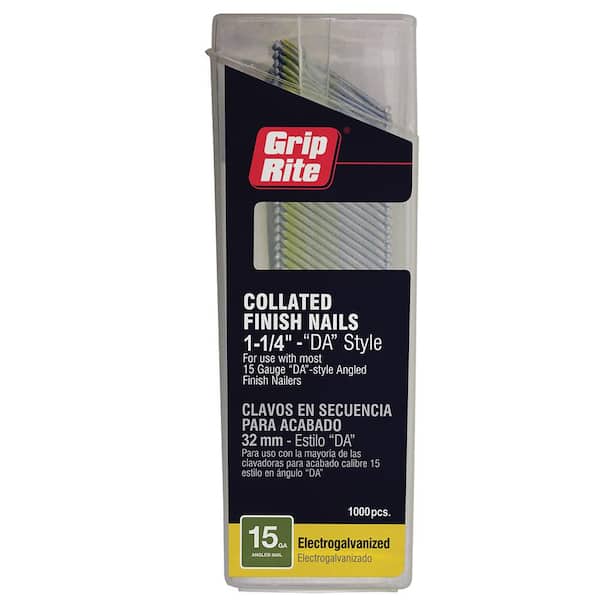 Grip-Rite 1-1/4 in. x 15-Gauge Electrogalvanized Finish Nails 1000 per Box