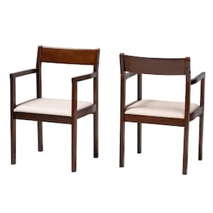 Helene Cream and Dark Brown Dining Chair (Set of 2)