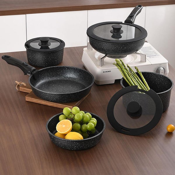 Nonstick Cookware Set with Detachable Handle, Induction Compatible, Dishwasher & Oven Safe, PFOA Free, 10-Piece