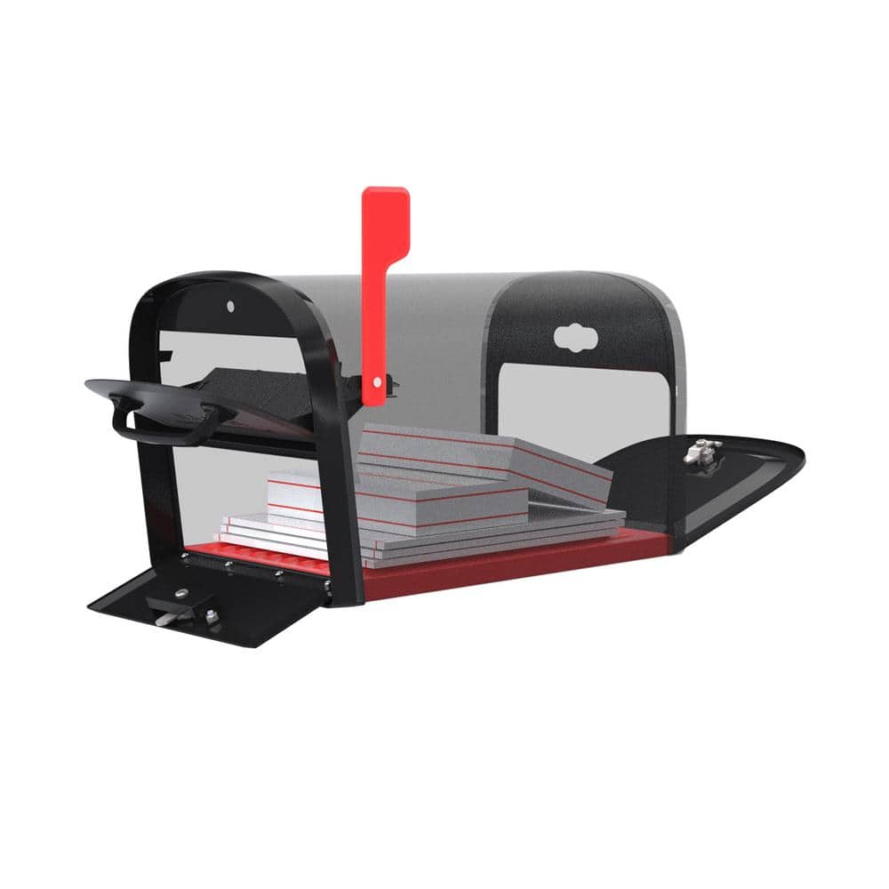 Large Black Steel Post Mount Locking Mailbox