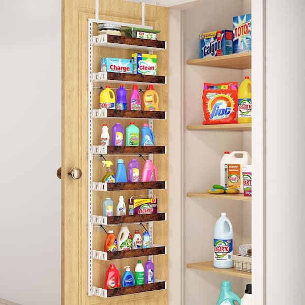 Numhew 8-Shelf White and Brown Over the Door Pantry Organizer