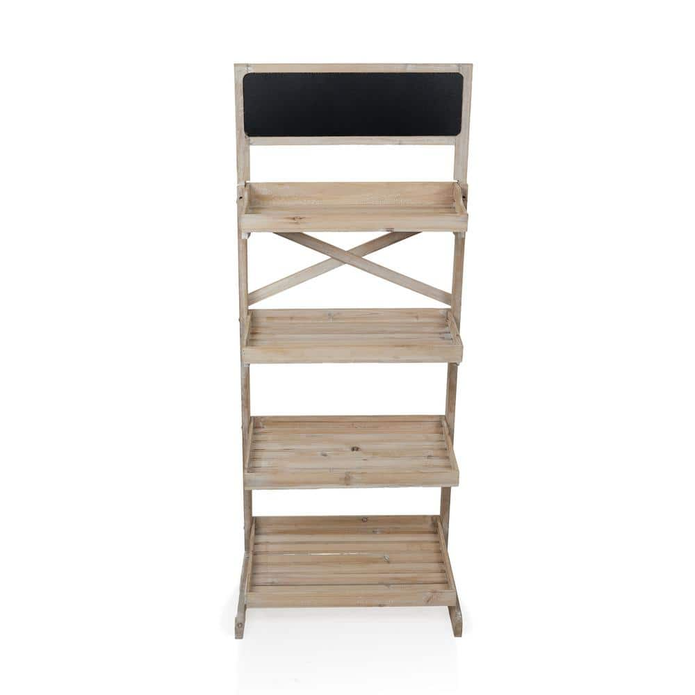 Alpine Corporation Wooden 4-tier Shelf Storage Rack With Chalkboard 