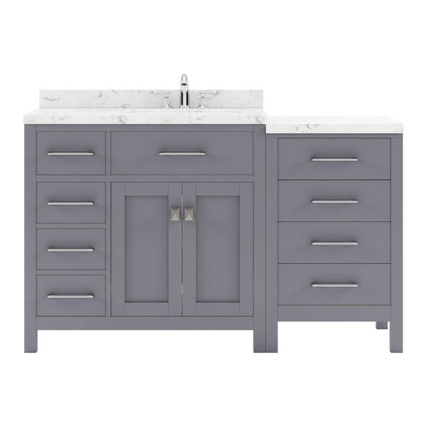 Virtu USA Caroline Parkway 57 in. W x 22 in. D x 35 in. H Single Sink Bath Vanity in Gray with Quartz Top
