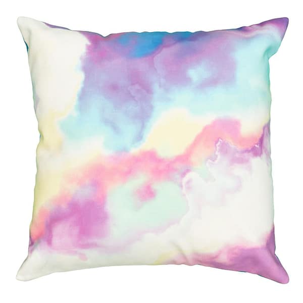 Unbranded Neoteric Watercolor Multi Color 18 in. x 18 in. Indoor/Outdoor Throw Pillow