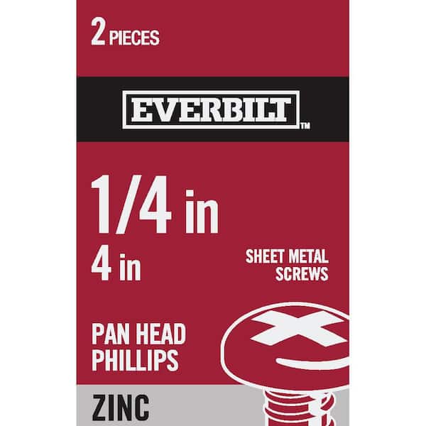 Everbilt #14 x 4 in. Phillips Pan Head Zinc Plated Sheet Metal Screw (2-Pack)
