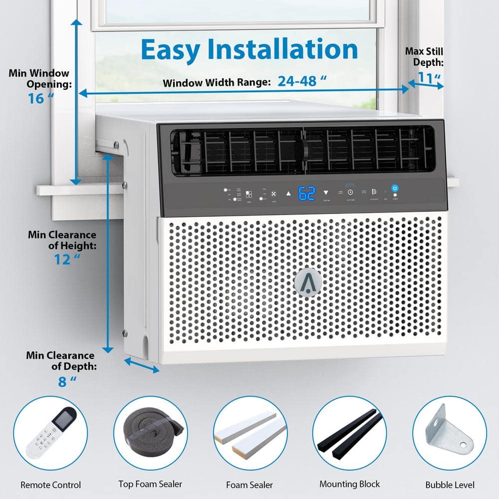 8000 BTU White Window Air Conditioner with Remote and WiFi