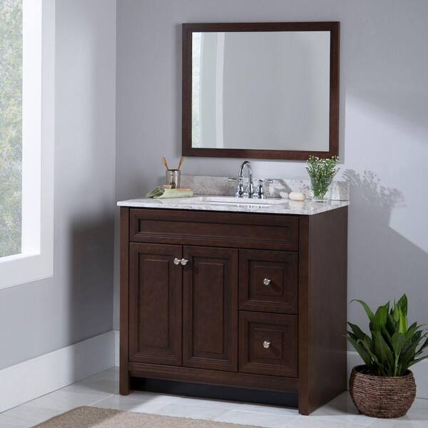 Home Decorators Collection Brinkhill 36 in. W x 34 in. H x 22 in. D Bath Vanity Cabinet Only in Cognac