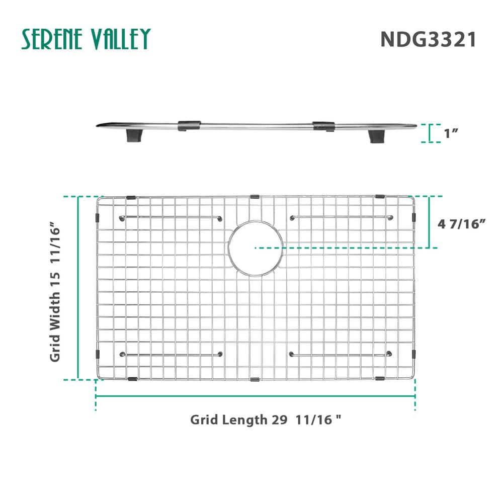 29.69'' x 15.67'' Stainless Steel Sink Grid with Rear Drain