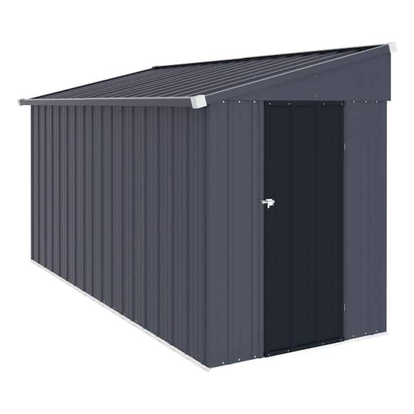4 ft. W x 10 ft. D Metal Storage Lean-to Shed 40 sq. ft. in Gray
