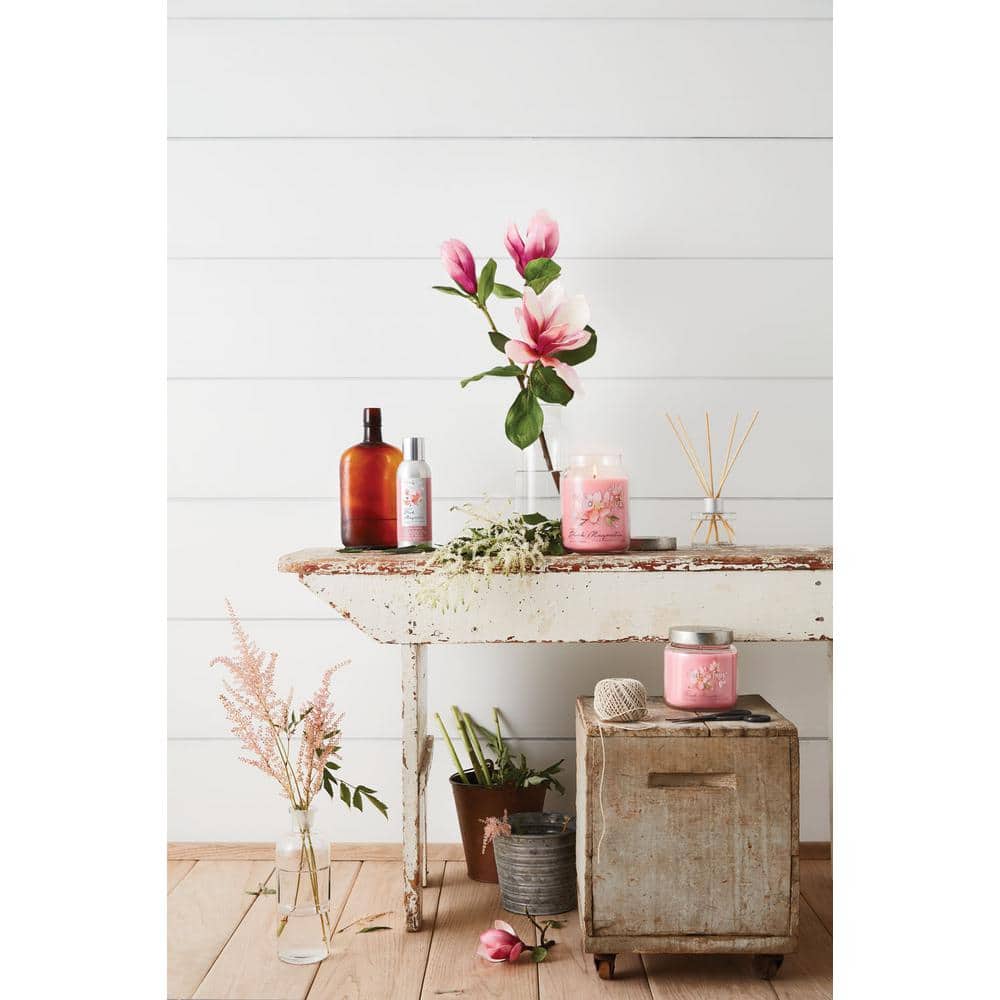 Pink Magnolia Scented Soy Jar Candle with Embossed Lid