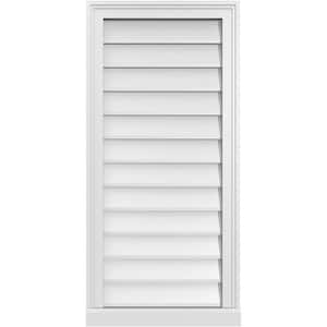 18 in. x 38 in. Vertical Surface Mount PVC Gable Vent: Decorative with Brickmould Sill Frame