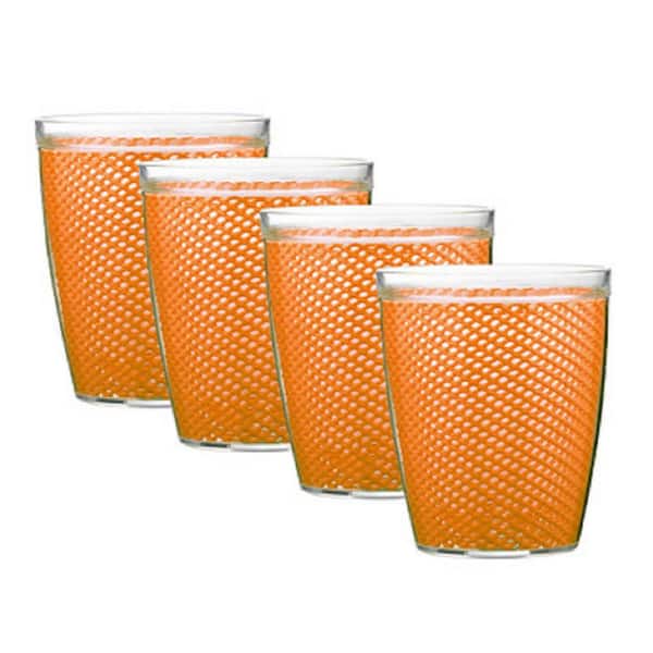 Kraftware Fishnet 14 oz. Spice Orange Insulated Drinkware (Set of 4)