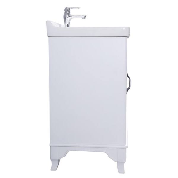 Renovators Supply Small Black & White Bathroom Vanity Cabinet Sink with Faucet and Drain