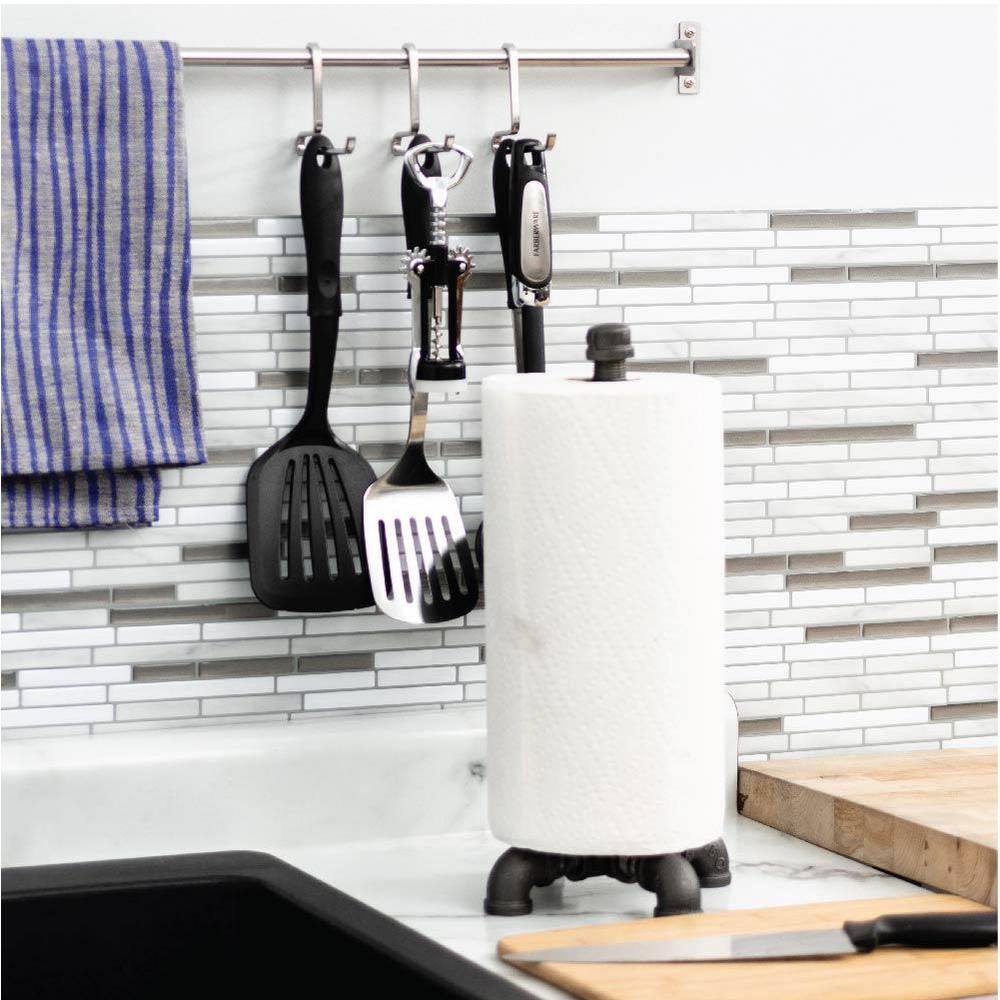 Industrial Black Cast Iron Pipe Paper Towel Holder