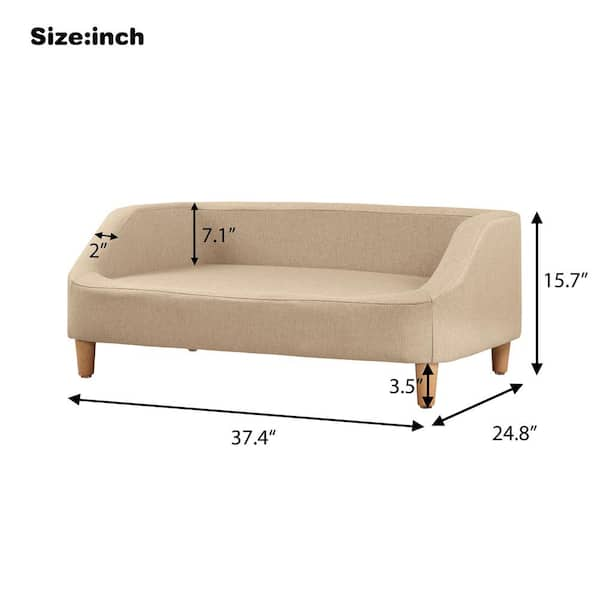 Small 37 in. Beige Pet Sofa Dog Sofa Cat sofa Cat Bed Pet Bed Dog Bed  Rectangle with Movable Cushion and Wood Style Foot SOFAPET-37BEI - The Home  Depot