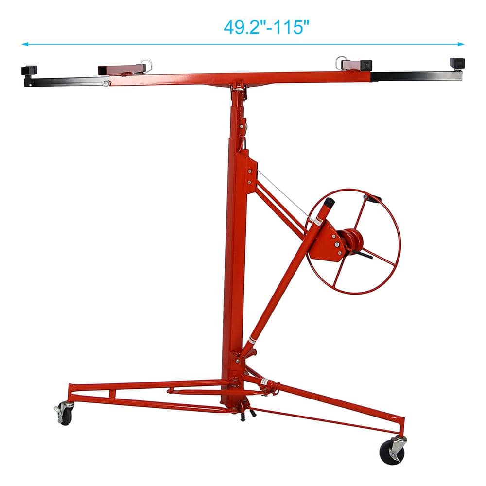 Red Steel Adjustable Drywall Panel Hoist Jack with Telescoping Arms