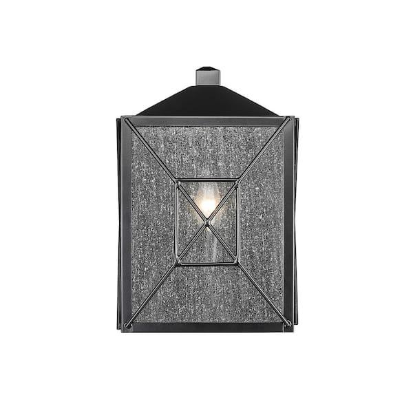 Caswell 1-Light 8 in. Powder Coated Black Outdoor with Clear Seeded Glass