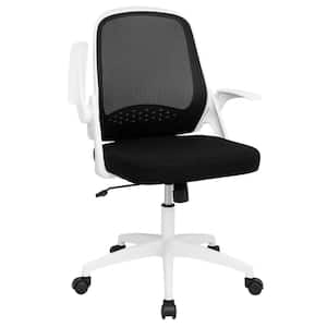 White Mesh Office Chair Adjustable Rolling Computer Desk Chair w/Flip-up Armrest