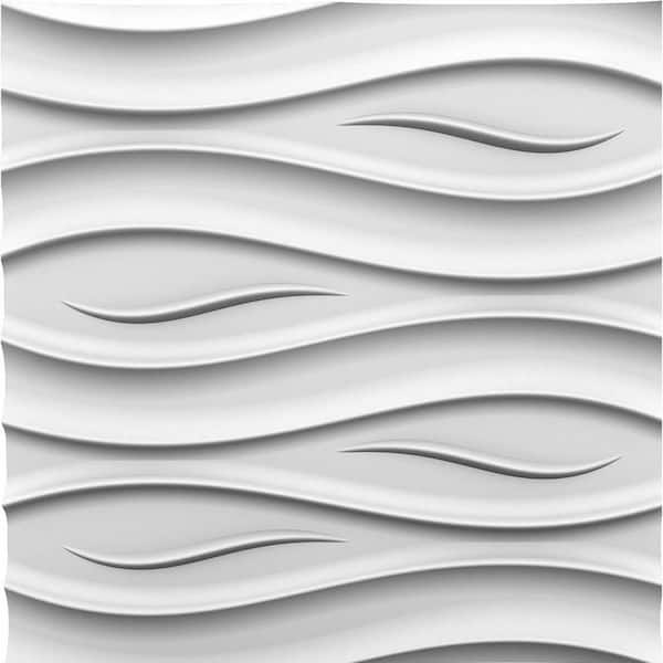 A La Maison Ceilings Ocean 3/4 in. x 2 ft. x 2 ft. Plain White Seamless Foam Glue-Up 3D Wall Panels (6-Pack) 24 sq. ft./case