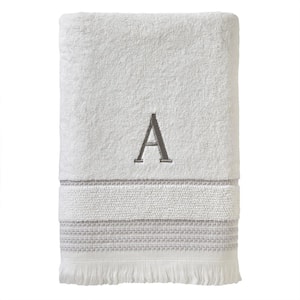Casual Monogram Letter A Bath Towel, white, cotton