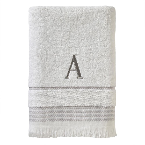 SKL Home Casual Monogram Letter A Bath Towel, white, cotton ...