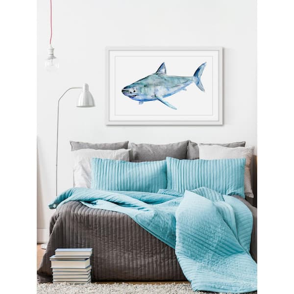 Unbranded 24 in. H x 36 in. W "Shark" by Michelle Dujardin Framed Printed Wall Art
