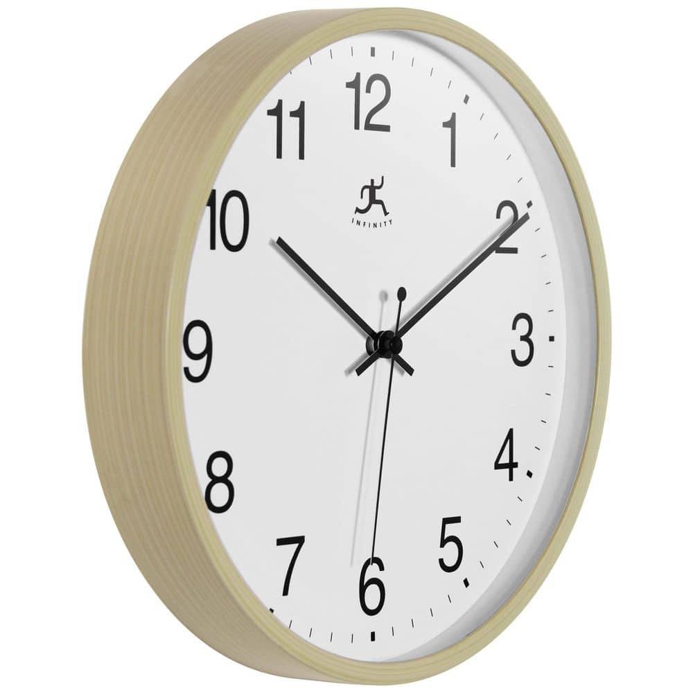 10-Inch Light Oak and White Round Wall Clock