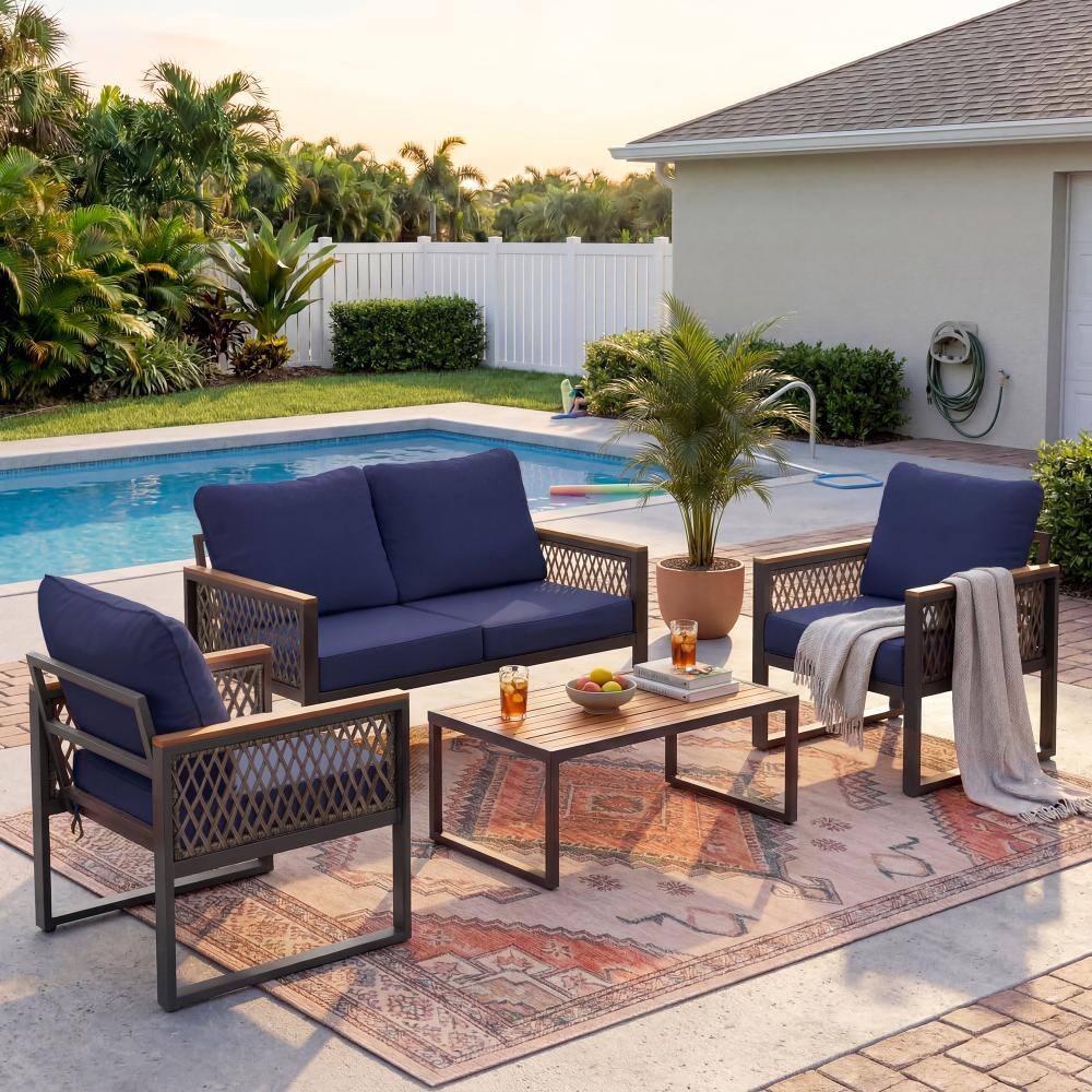 4-Person Wide Straight-Back Patio Sofa with Water-Resistant Cushions price history on PriceWatchPro