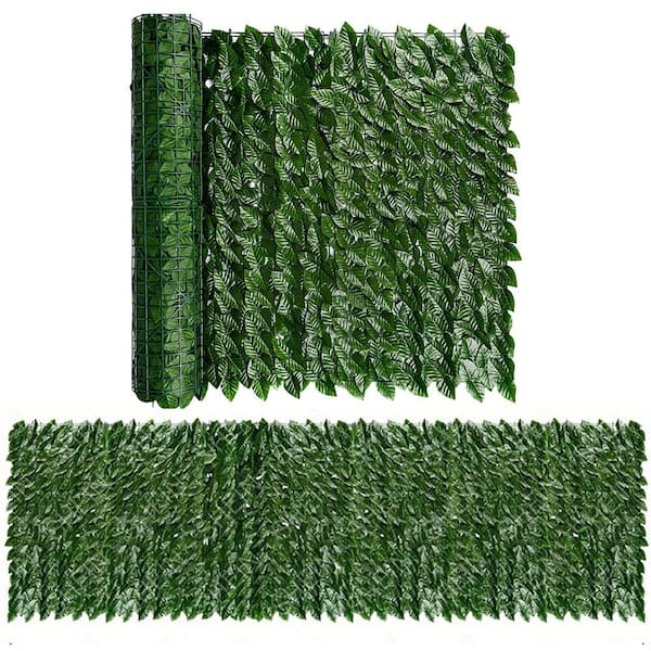 118 in. H Plastic Artificial Hedge Faux Ivy Garden Fence, Privacy Screen Fence, Greenly UV Wall Decor (1-Piece)