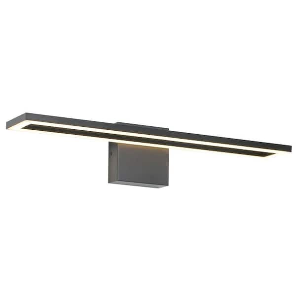 UMEILUCE 24 in. Matte Black LED Vanity Light Bar with 3000K Warm Light Mirror Light