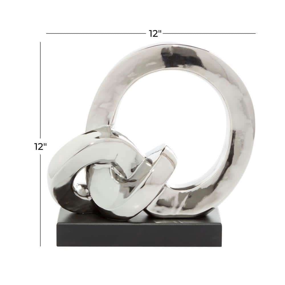 Silver Link Porcelain Abstract Sculpture 12"x12"