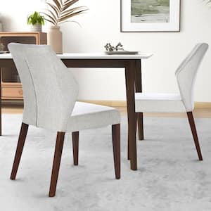 Lumina Light Gray Fabric Upholstered Modern Comfy Solid Wood Dining Side Chair Set of 2