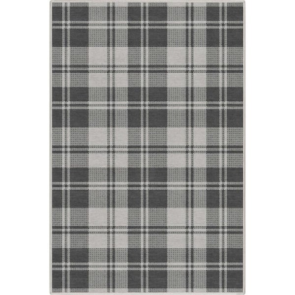 Dark Grey 3 ft. 3 in. x 5 ft. Apollo Plaid Farmhouse Geometric Area Rug