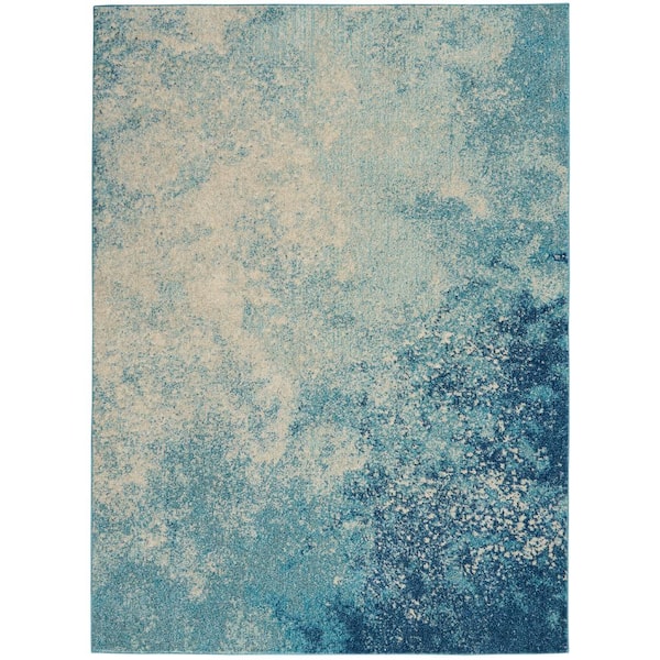 Nourison Passion Navy Light Blue 4 ft. x 6 ft. Abstract Contemporary Area Rug