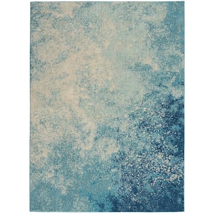 Passion Navy Light Blue 8 ft. x 10 ft. Abstract Contemporary Area Rug