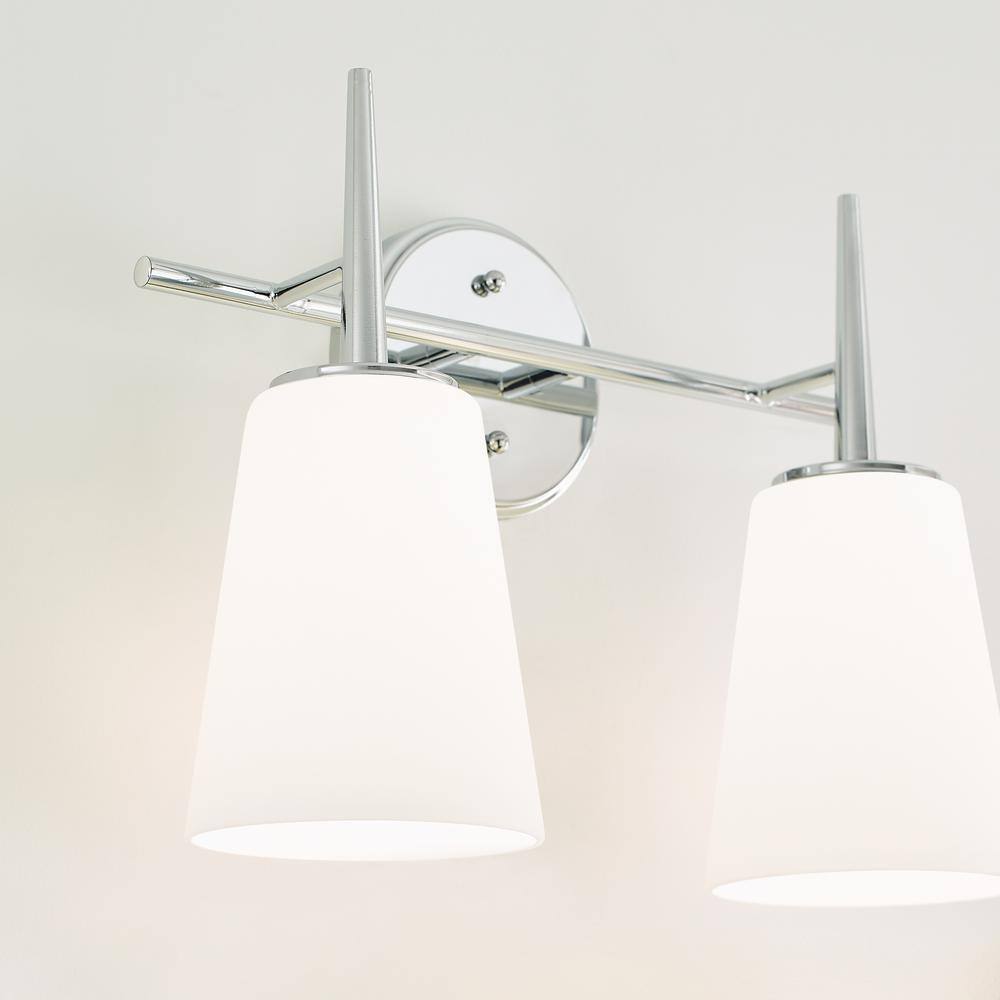 Sleek Chrome Dual Light Vanity with Etched Opal Shades