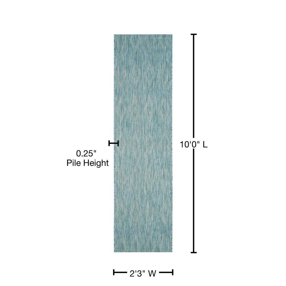 Aqua Blue Flat Woven Non-slip Synthetic Runner Rug