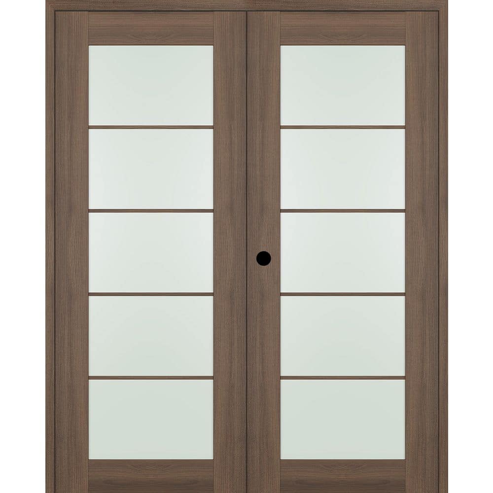 Avon 5 Lite N 36 in. x 84 in. Right Active 5-Lite Frosted Glass Pecan Nutwood Wood Composite Double Prehung French Door price history on PriceWatchPro