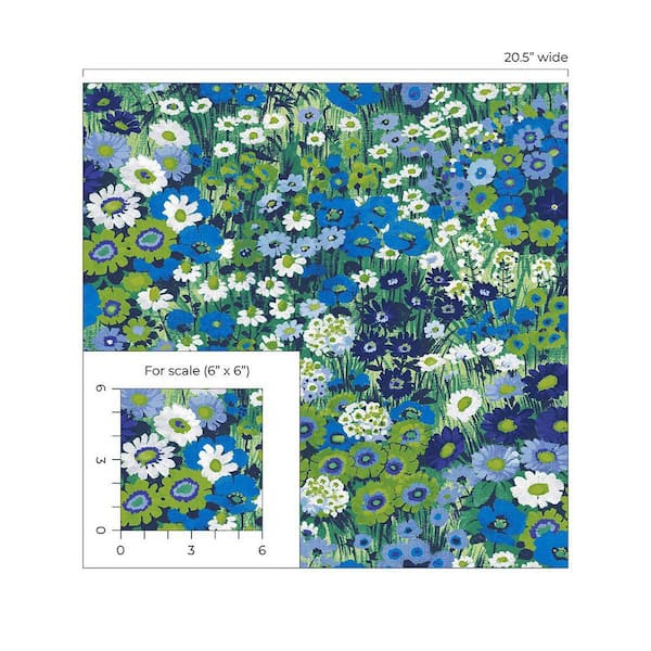NextWall Blue Stream and Buttercup Floral Bunches Vinyl Peel and Stick  Wallpaper Roll (30.75 sq. ft.) NW50502 - The Home Depot