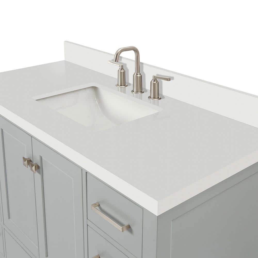 Cambridge 49" Gray Painted Freestanding Single Vanity with Quartz Top