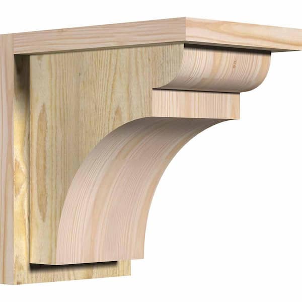 Ekena Millwork 8 in. x 12 in. x 12 in. Douglas Fir Yorktown Rough Sawn Corbel with Backplate