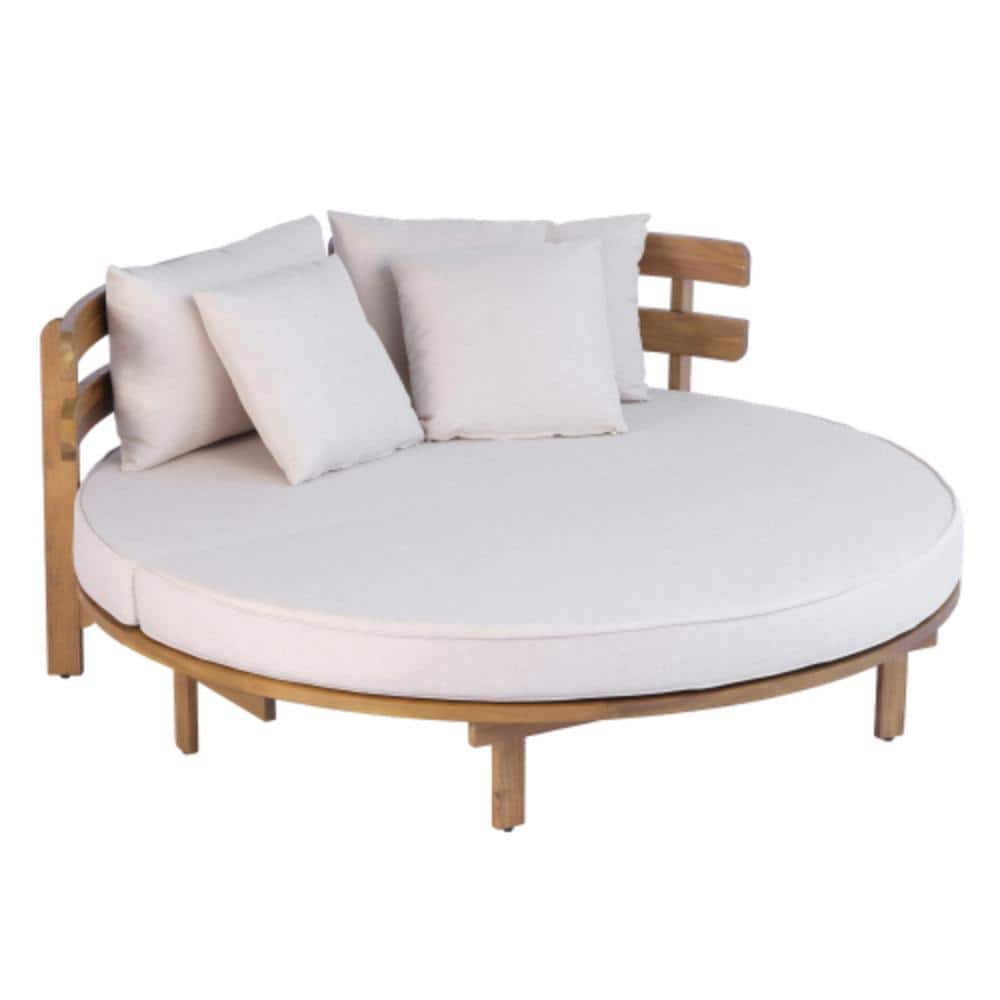 Acacia Wood Outdoor Day Bed with Beige Cushions, Water Resistant price history on PriceWatchPro