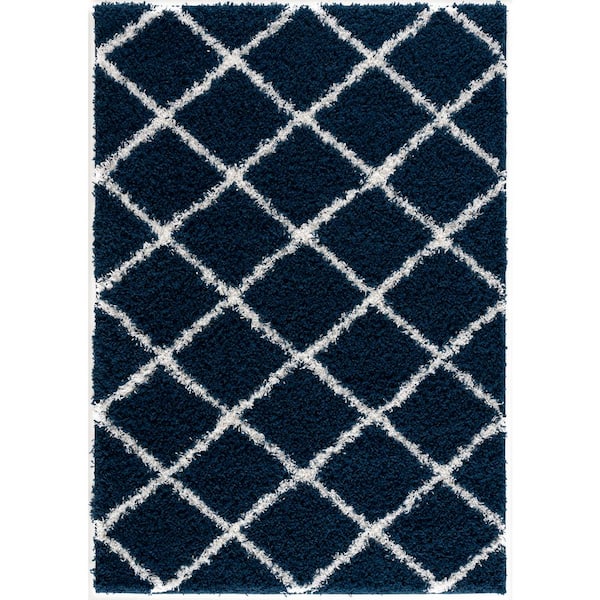 L'Baiet Verena Blue Geometric 2 ft. x 3 ft. Scatter Area Rug