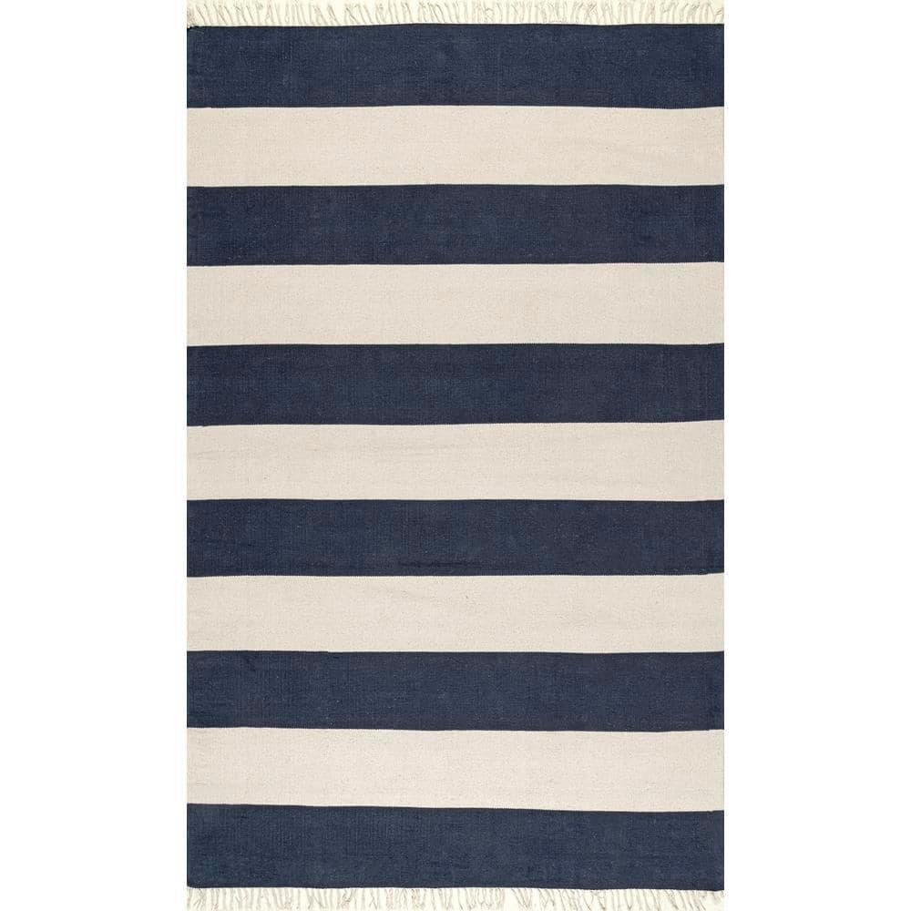 nuLOOM Ashlee Striped Coastal Navy 5 ft. x 8 ft. Area Rug KPSB01A508