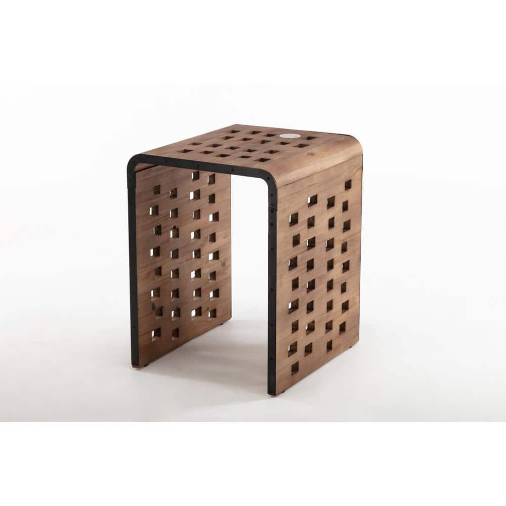 Parker 18.25 in. W Wood End Table with Wireless Phone Charger - Natural
