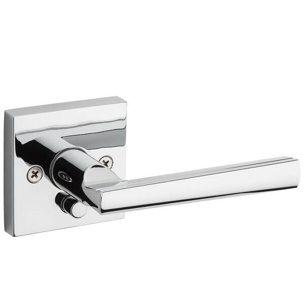Kwikset Montreal Square Polished Chrome Privacy Bed/Bath Door Handle with Lock