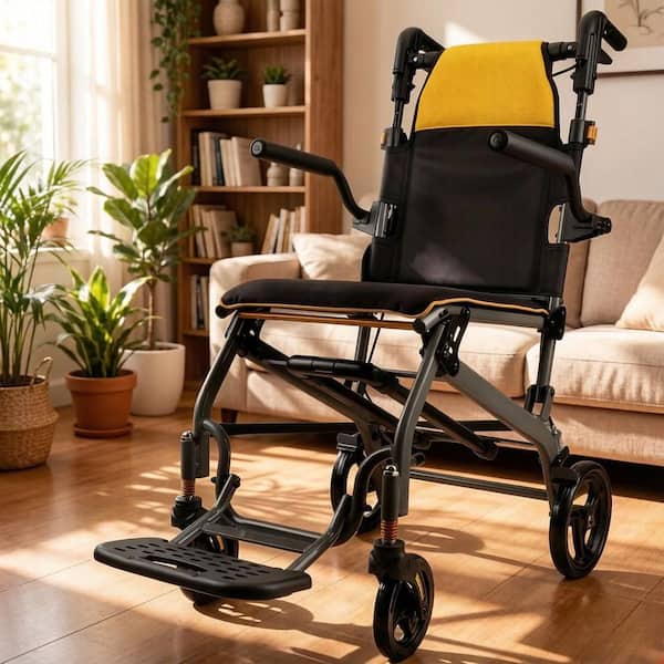 Wudkey Lightweight Portable Folding Transport Wheelchair with