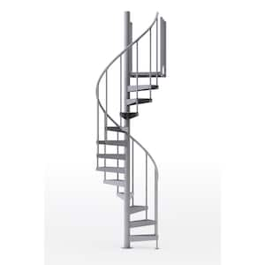 Condor Gray Interior 42in Diameter, Fits Height 93.5in - 104.5in, 2 36in Tall Platform Rails Spiral Staircase Kit