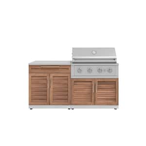 Stainless Steel 4-Piece 68 in. W x 47.5 in. H x 24 in. D Outdoor Kitchen Grove Cabinet Set with Countertop
