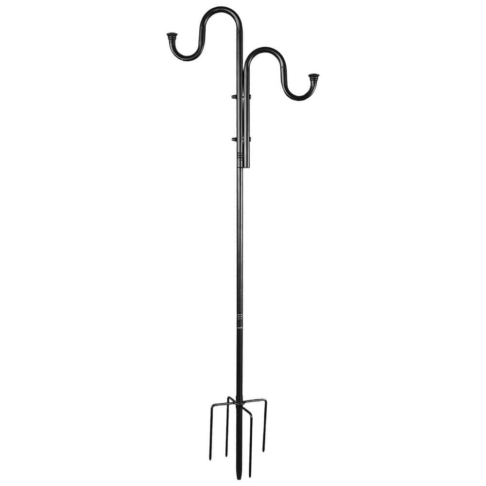 45.5 in. Double Shepherd Hooks Outdoor Bird Feeder Pole 5 Prongs Adjustable Hanging Hooks for Plants Lanterns price history on PriceWatchPro